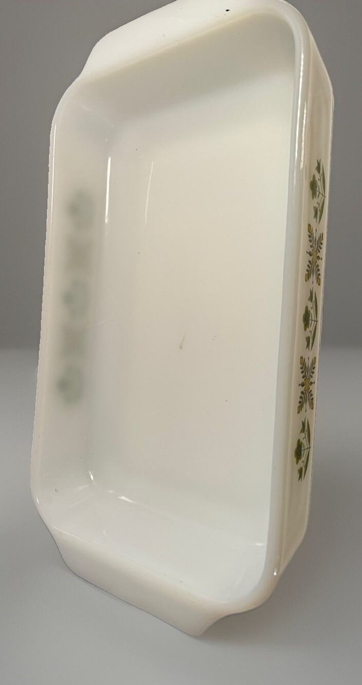 Anchor Hocking MEADOW GREEN Fire King Bakeware 1.5 Qt Rectangle Vintage 12”